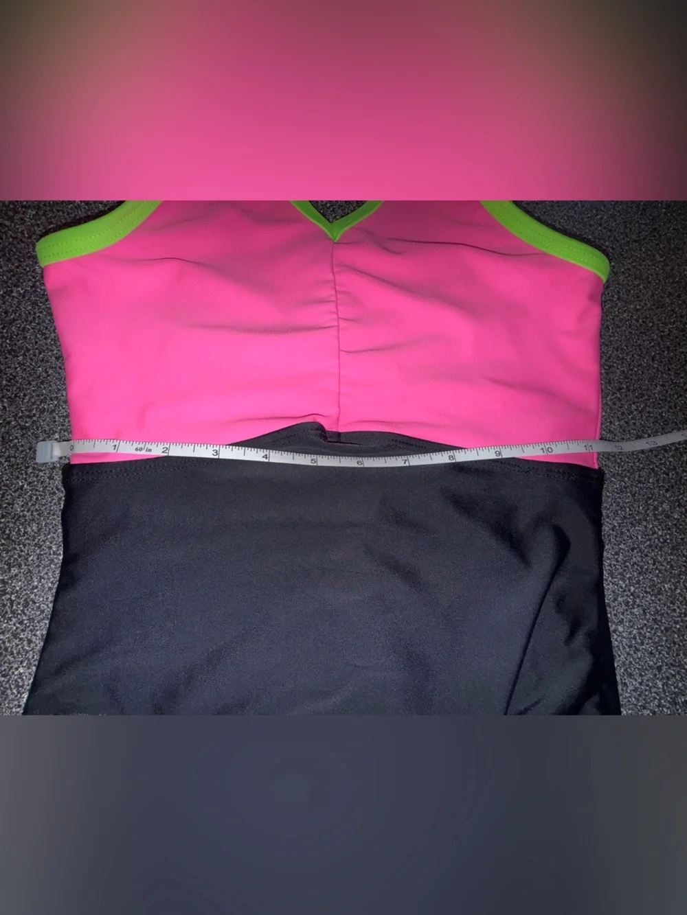Kandi Kouture Girls Dance Leotard Black Hot Pink and Lime Size Child X-Large